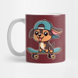 Cute Doberman Pinscher Skater Puppy Kawaii Skateboarding Dog Mug